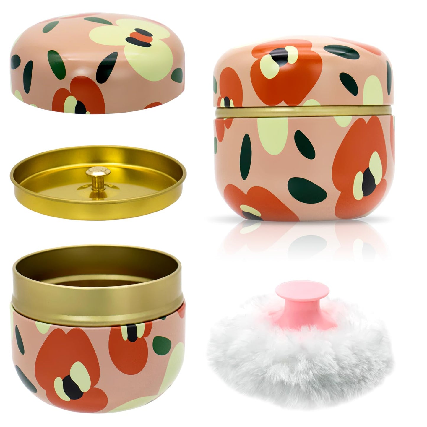 BBKON Large Powder Puff for Body Powder with Powder Container Soft Powder Puff and Dusting Powder Travel Case (Incense lingers)