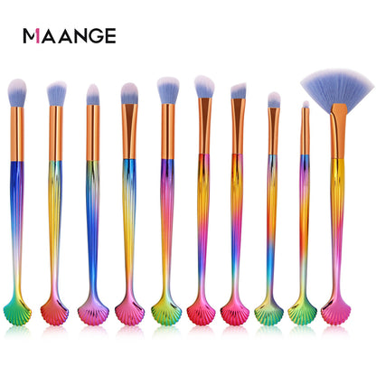 10-Piece Shell Makeup Brush Set - Beauty Tools