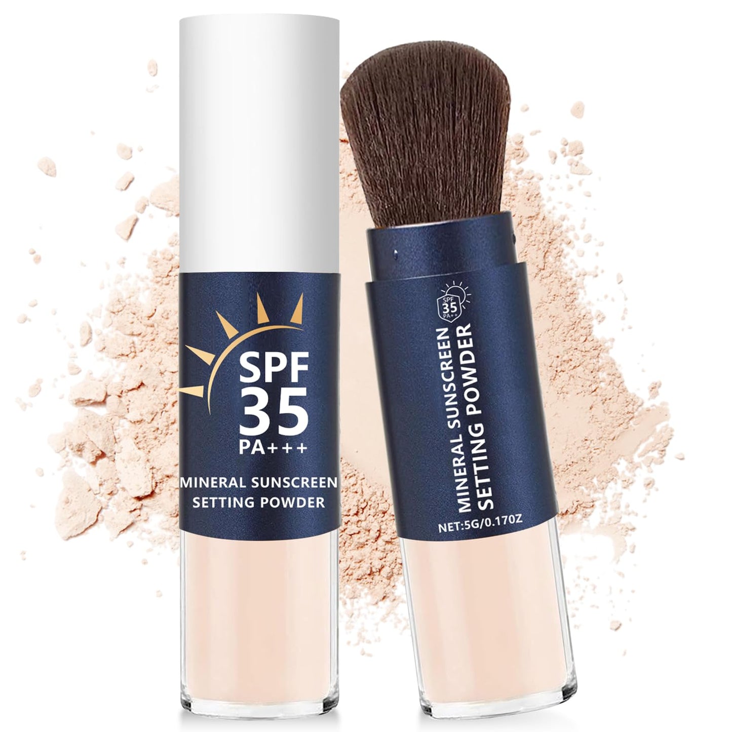 Mineral Sunscreen Setting Powder SPF 35 Translucent Mineral Brush Powder Oil Control Natural