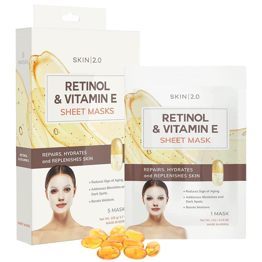 Radiant Skin Retinol & Vitamin E Mask - Anti-Aging and Brightening - 5 Pack
