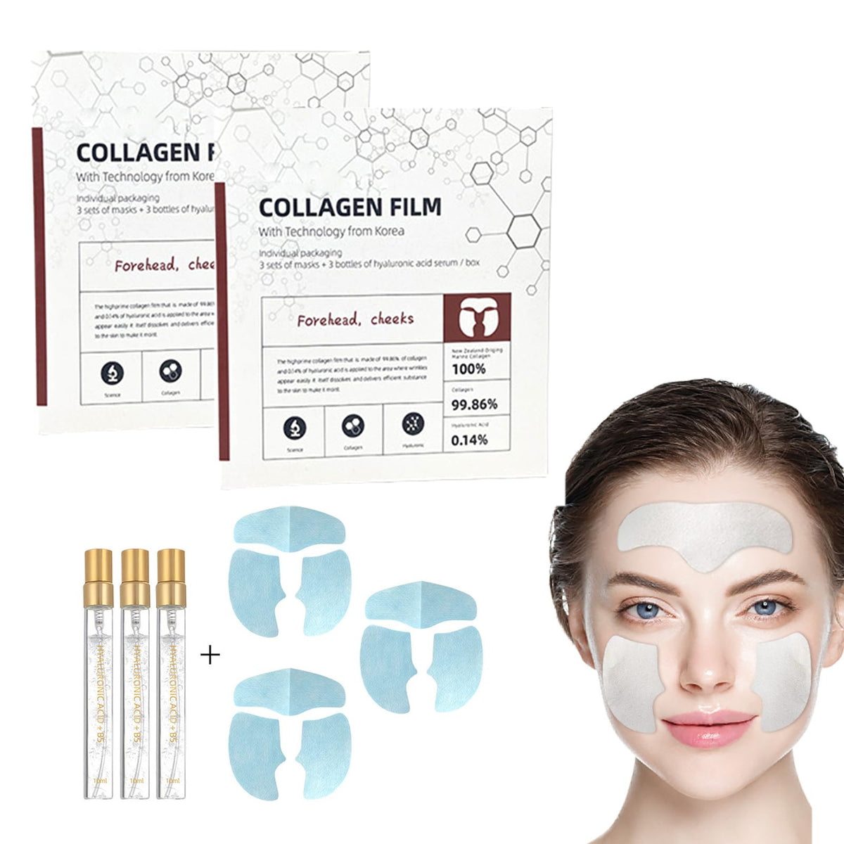 PureEssence Collagen Film Kit - Face Masks & Serum (6+6)