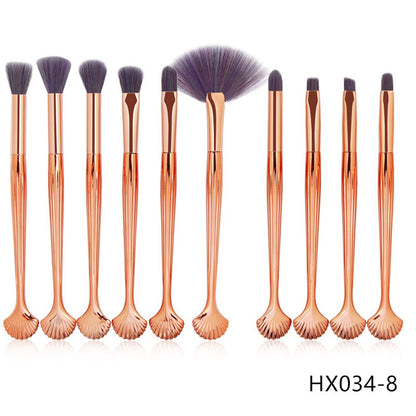 10-Piece Shell Makeup Brush Set - Beauty Tools