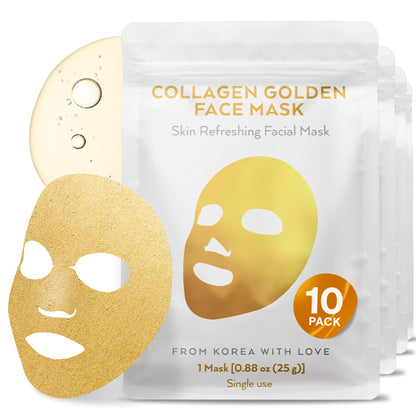 24K Gold Korean Collagen Mask Set - 10 Pack
