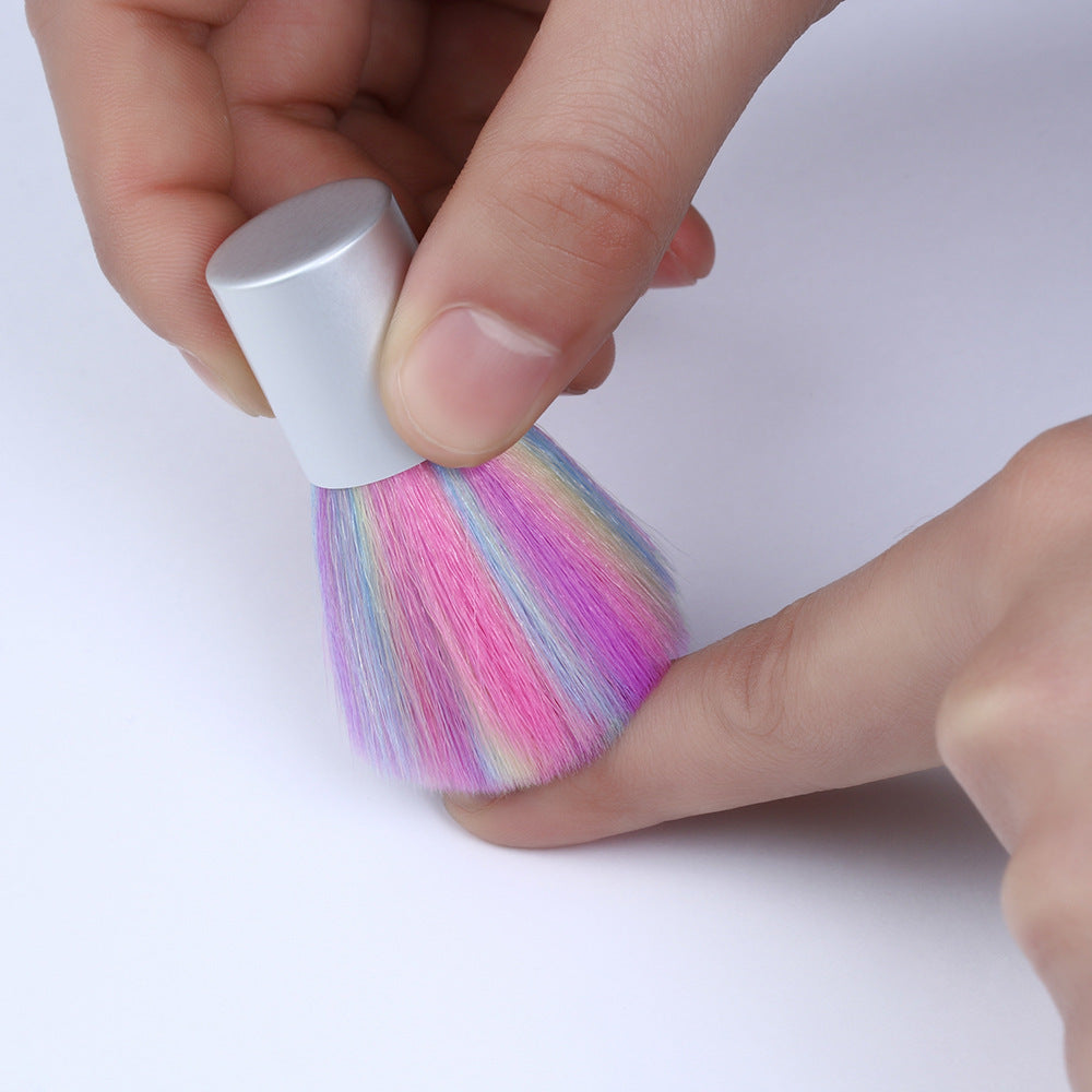 Rainbow Color Nail Dust Brush with Soft Bristles