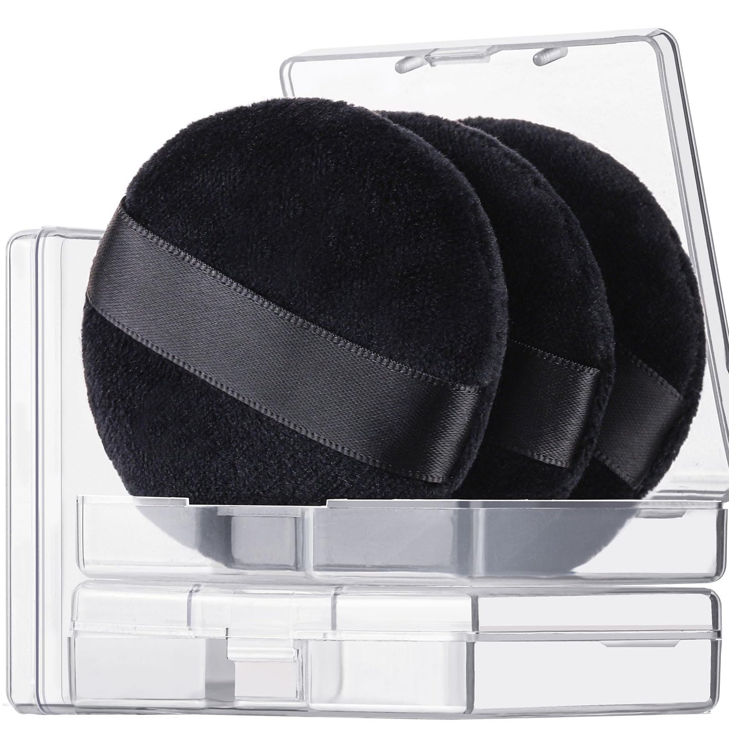 Teenitor 3Pcs Black Powder Puff Powder Puffs 2.36 Inch Setting Powder PuffPowder Puffs for Face Powder Soft Powder Applicator for Loose Pressed Powder Face Puff Makeup Puff Small with 3 Cases