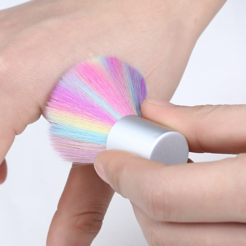 Rainbow Color Nail Dust Brush with Soft Bristles