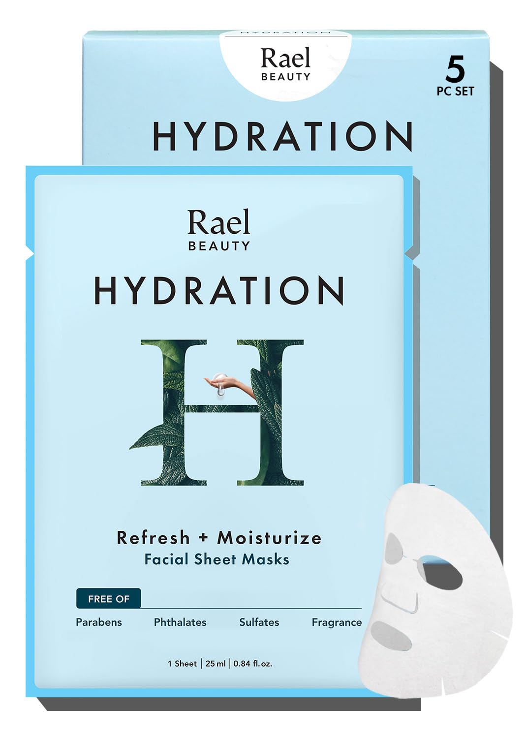 Rael Hydrating Bamboo Sheet Mask - Korean Dewy Skin Essence, 5 Pack