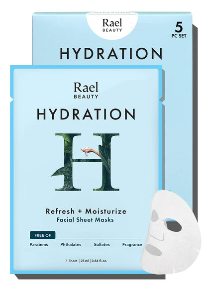 Rael Hydrating Bamboo Sheet Mask - Korean Dewy Skin Essence, 5 Pack