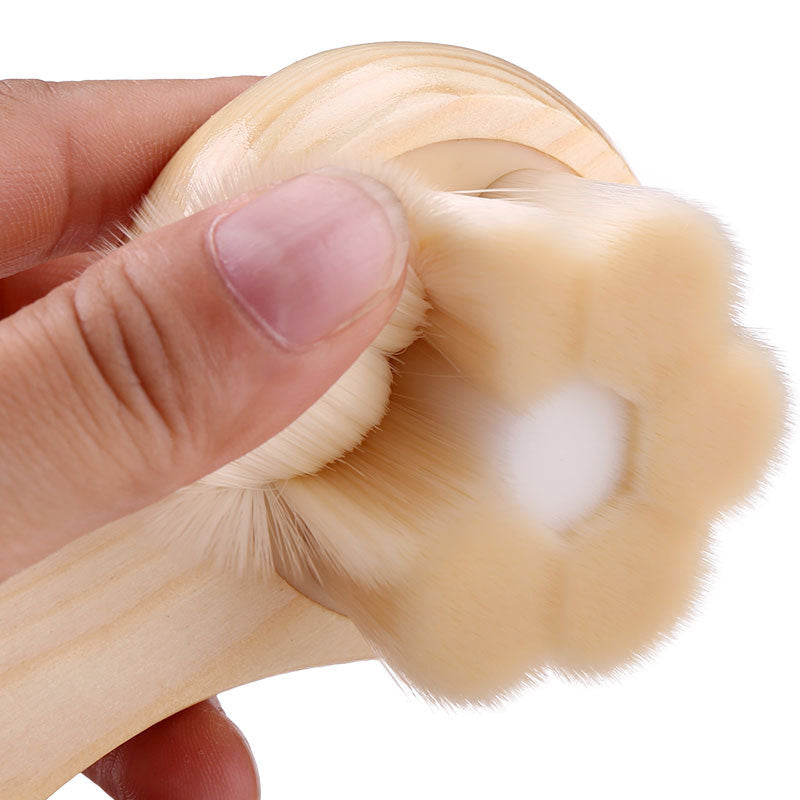 Wooden Handle Facial Brush with Soft Bristles