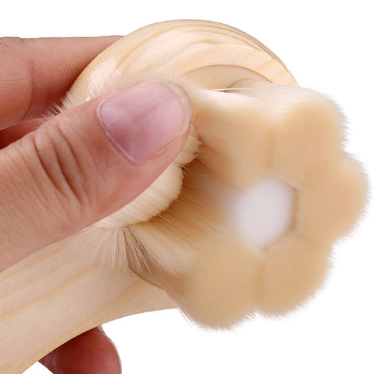 Wooden Handle Facial Brush with Soft Bristles
