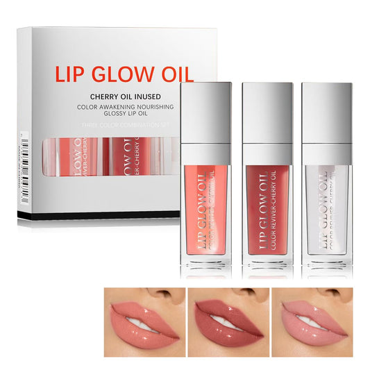 3Pcs Hydrating Lip Oil Set B - Tinted Balm & Plumper
