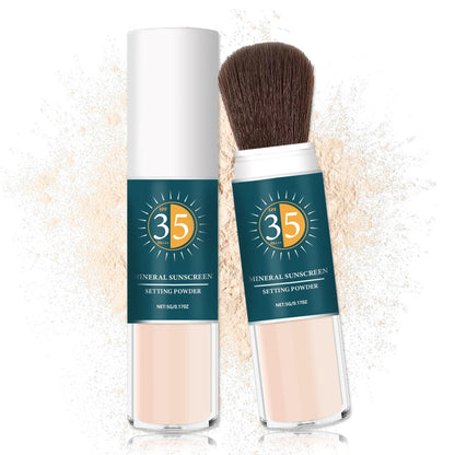 Sunscreen Setting Powder Mineral Sunscreen Powder SPF 35 PA+++ Soft Focus Matte Long Lasting Concealer Brighten Oil Control Powder Makeup For Natural Flawless Face #01 Translucent