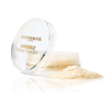 Dermacol - Invisible Fixing Face Powder Touch-proof Translucent Setting Powder for Oily Skin & Other Skin Types Loose Powder Makeup Frangrance-Free Matte Powder with Powder Puff Light 13.5 g