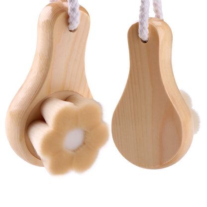 Wooden Handle Facial Brush with Soft Bristles