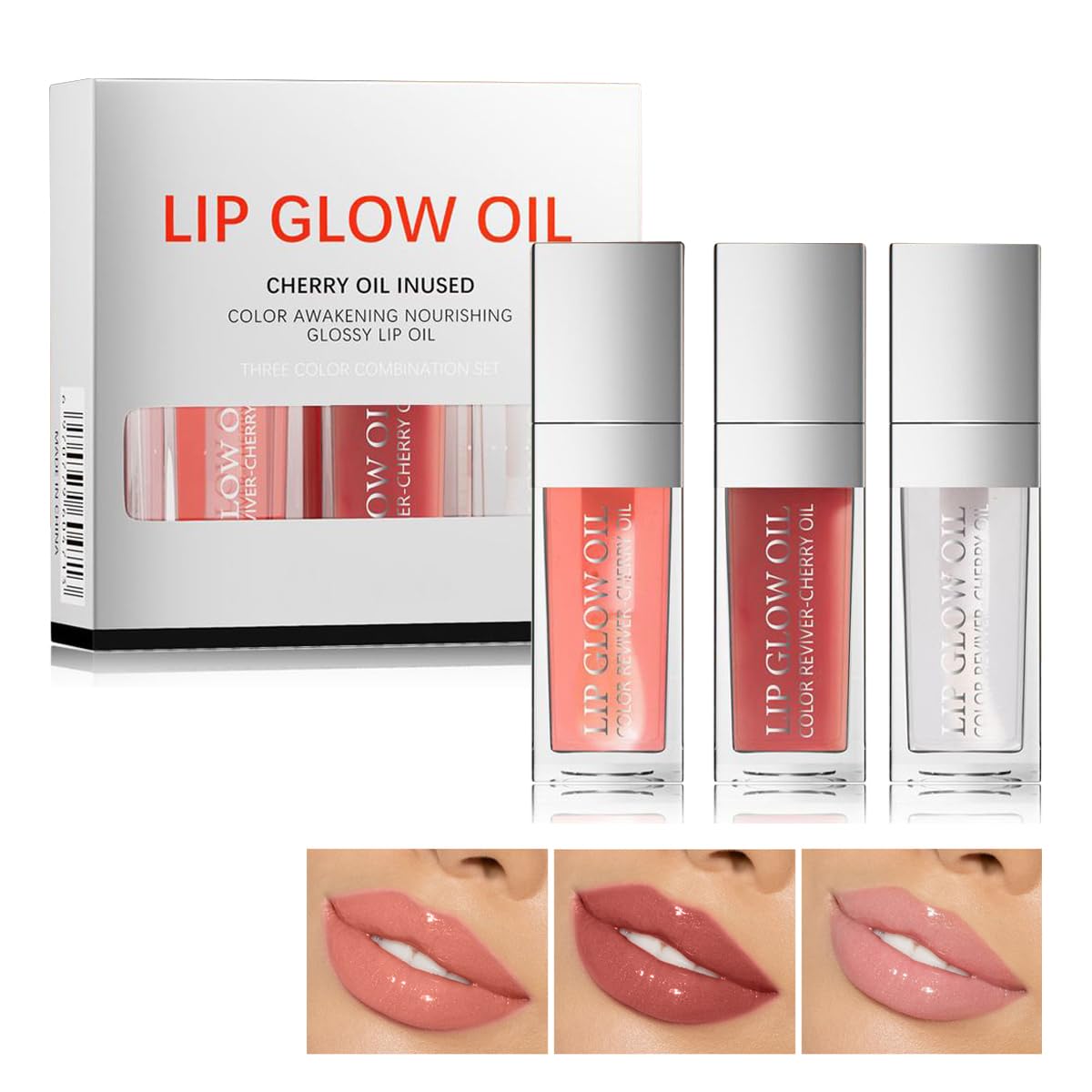 3Pcs Hydrating Lip Oil Set B - Tinted Balm & Plumper