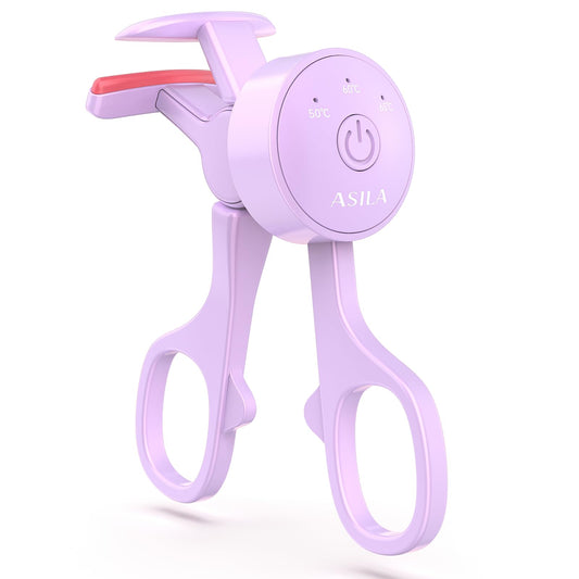 Heated Eyelash Curlers with 3 Heating Modes C-Shaped Natural Curling 24 Hours Long Lasting Rechargeable Electric Eyelash Curler with Type-C Anti-Burn Mini Lash Curler Gift for Women Girls Purple